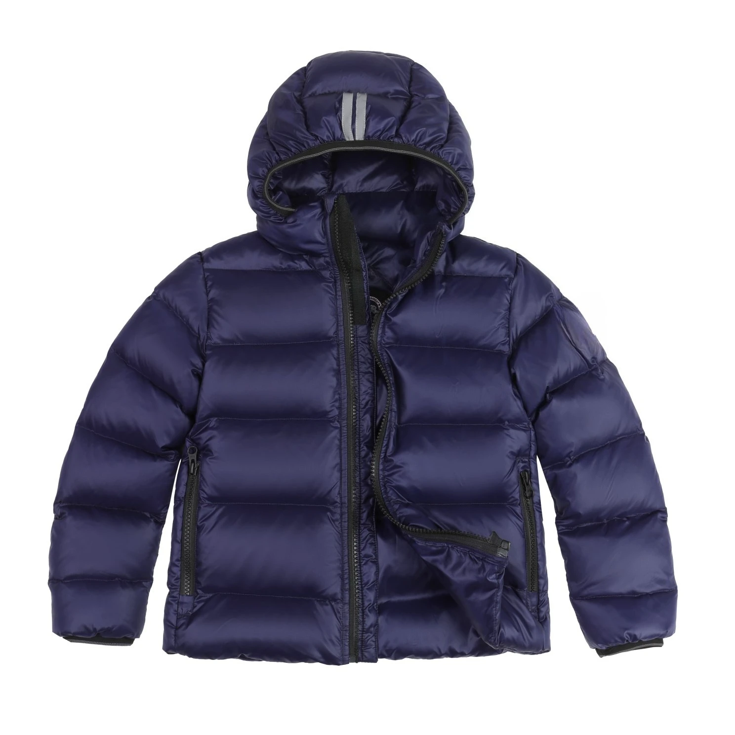 Luxuriöse Winterjacke für Jungen und Mädchen, berühmte Marke, Daunenjacke, solider, verdickter Reißverschluss, Kapuzenmantel, große Kinder-Designerjacke