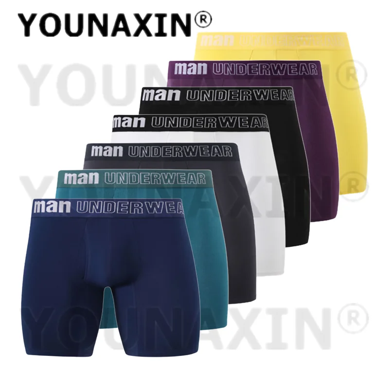 7 Pack Men's Big Size Sports Underwear Crotch Opening Boxers Briefs Sexy Panties Knickers Underpants Undies Homme Trunks 5XL 6XL