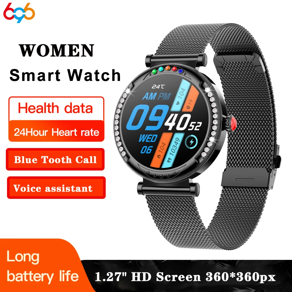 Women Blue Tooth Call Information Reminder Waterproof Music Smart Watch Colorful Light Heart Rate Sport Weather Smartwatch