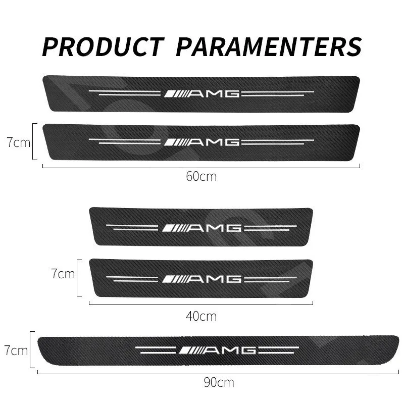 For Mercedes Benz AMG carbon fiber door sticker protector car threshold strip sticker Mercedes Benz C EClass W124 W210 W204 W203