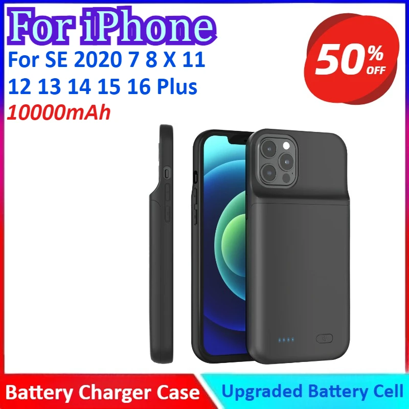 

Battery Case For iPhone SE 2020 7 8 X 11 12 13 14 Plus 10000mAh Power Bank Charging Case For iPhone 15 16 Battery Charger Case