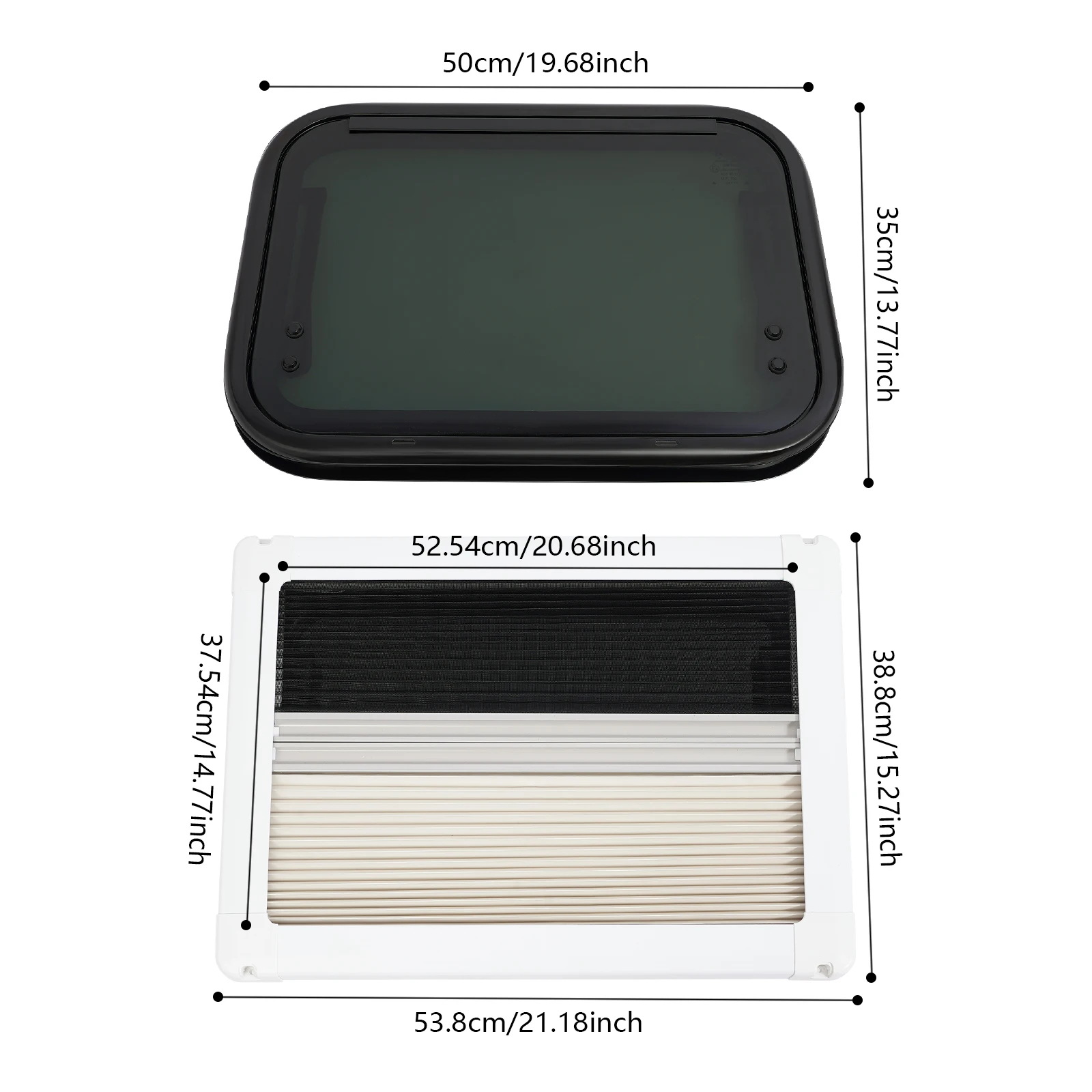 Wohnmobil-Fenster, Wohnmobil-Aussteckfenster, Wohnmobil-Wohnwagen-Camper-Fenster mit Bildschirmfenster und Sonnenschutz, 500 x 300/350 mm, 700 x 300/450 mm, 800 x 500 mm