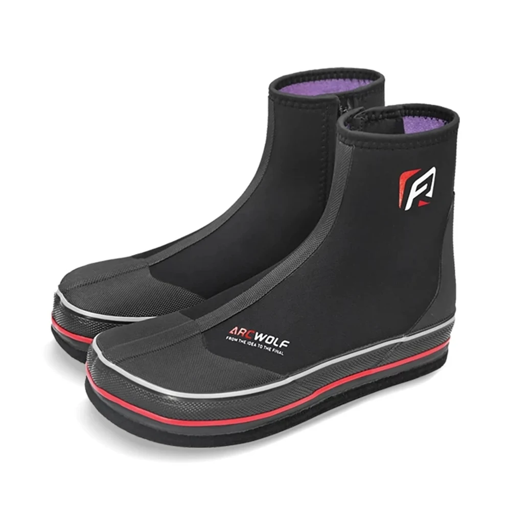 Fly Fishing Shoes Rock Climbing Shoes Aqua Wading Shoes Zip Felt Steel Nail Sole Elastic Rubber Shoes No-slip Waterproof Boots