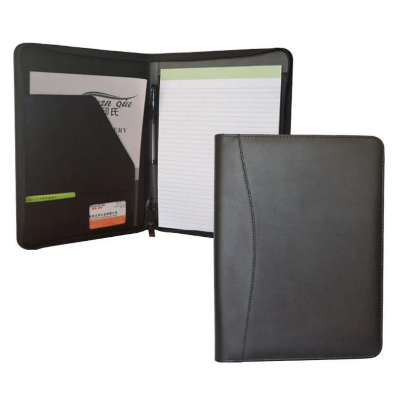 

A4 Folder 372 Office Supplies File Splint Multi-functional Leather Folder Business Large Document Clip Zipper