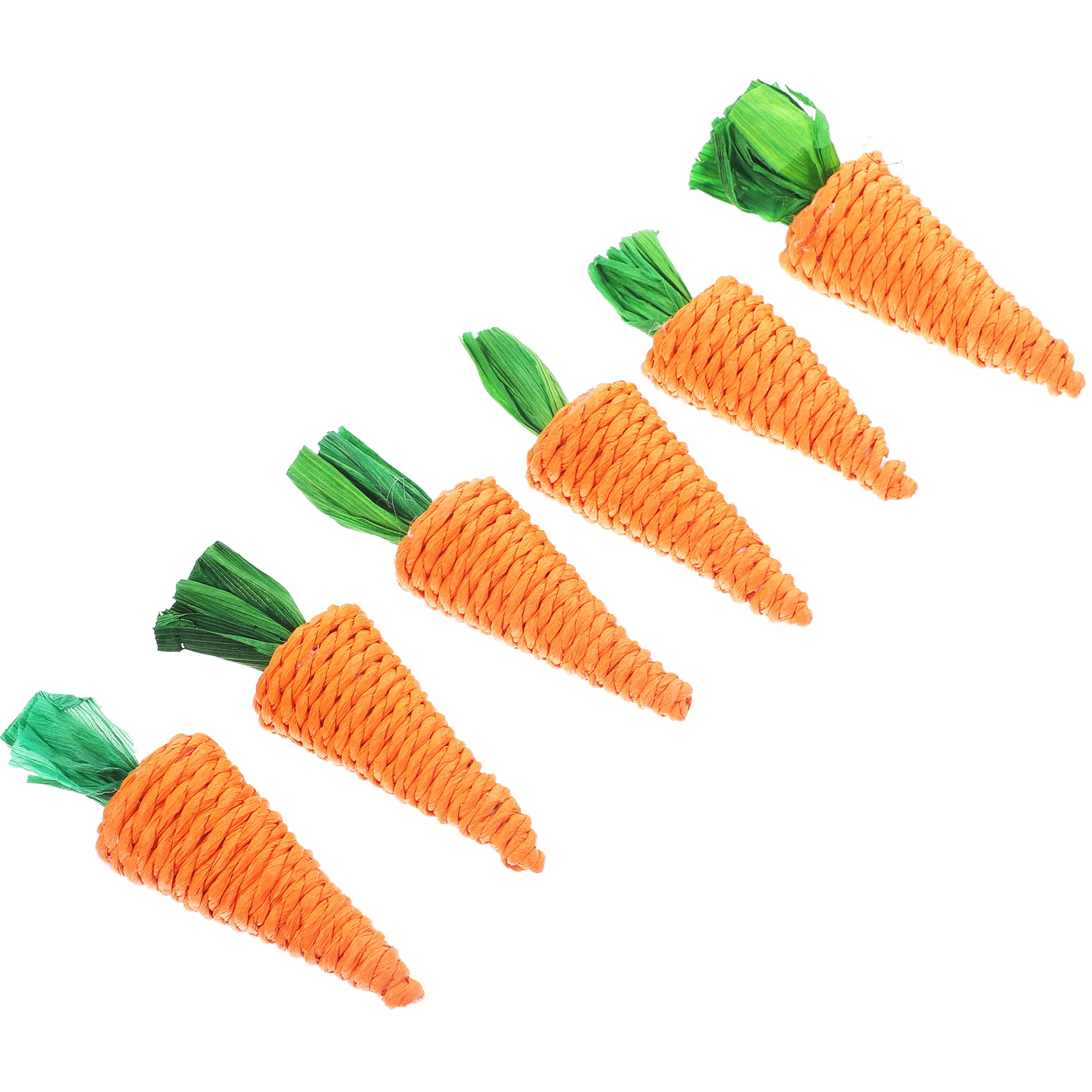 6 Pcs Chewy Straw Radish Guinea Pig Toy Hamster Carrot Parrot Biting Chewing Toys Supplies for Teeth Unique Pet