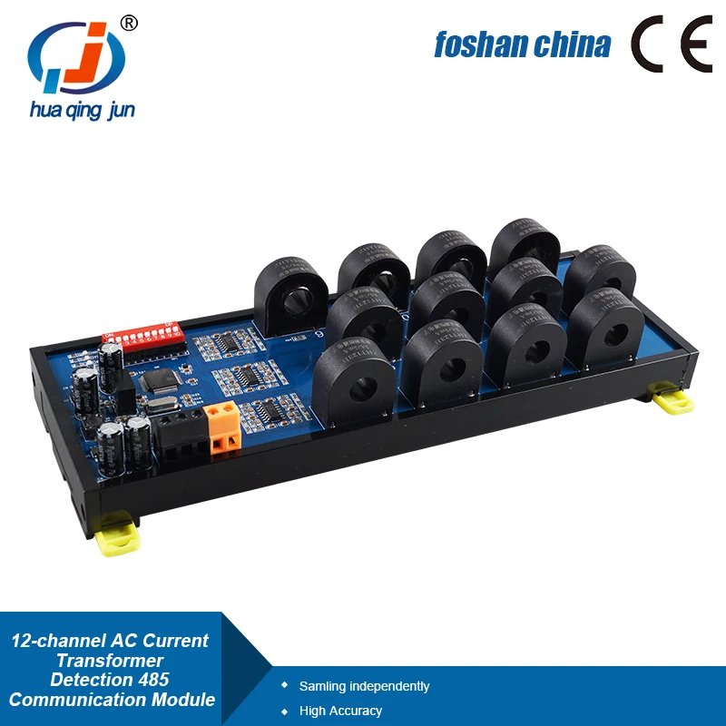 Huaqingjun 12-Channel AC Current Transformer Detection RS485 Communication Module Modbus RTU Current Data Module