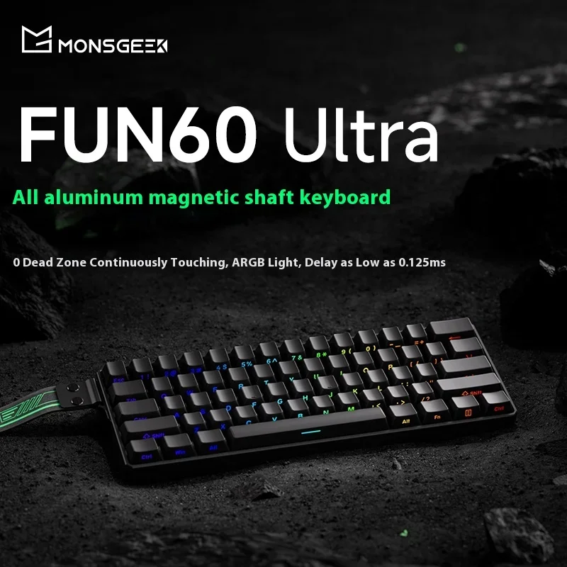 FUN60 Pro Gaming คีย์บอร์ดสวิทช์แม่เหล็ก Rapid Trigger 0.01 มม.8KHz ARGB อลูมิเนียมคีย์บอร์ดไร้สาย/แบบมีสาย
