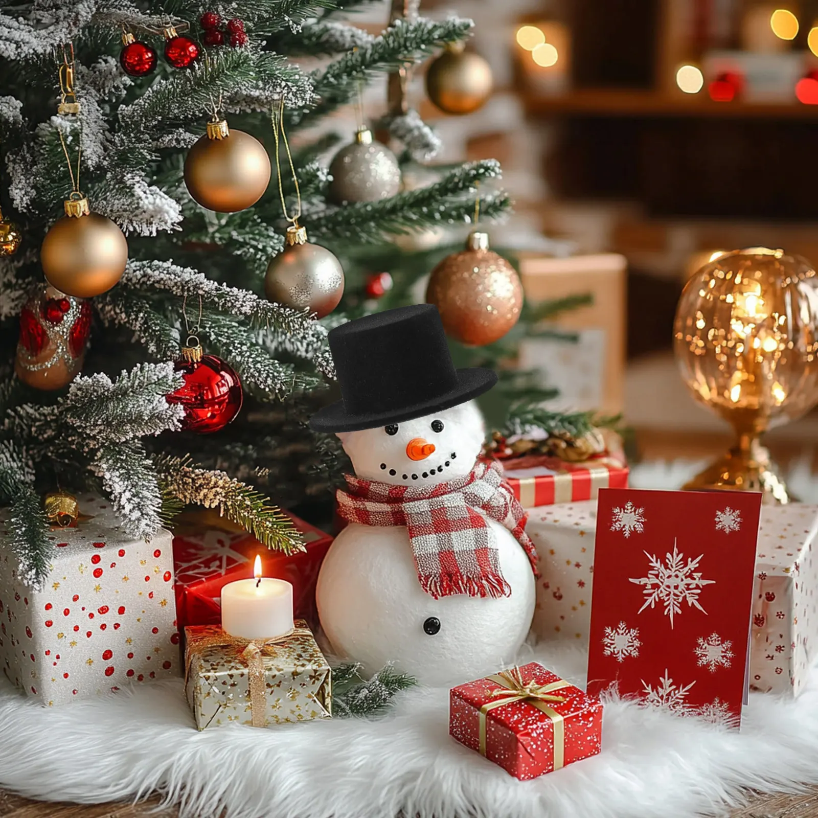 12 peças de chapéus de Natal, decoração artesanal DIY, acessórios de boneco de neve, mini enfeite