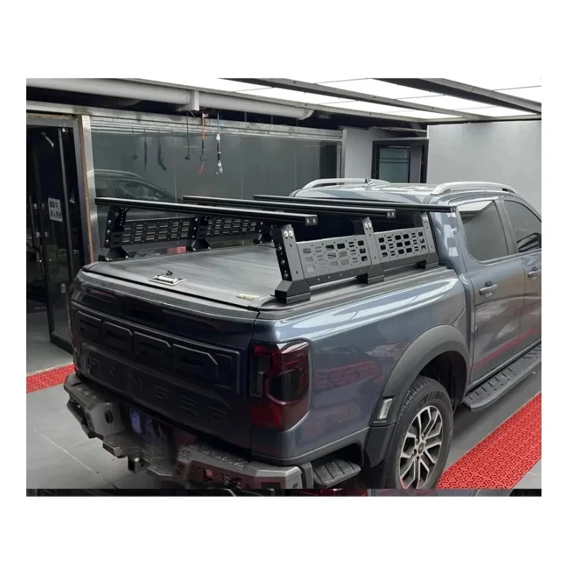 Universal Pickup Roof Rack, Adjustable Width/Height Expansion Frame, Carbon Steel & Aluminum Crossbar, Hilux Truck Bed Rack