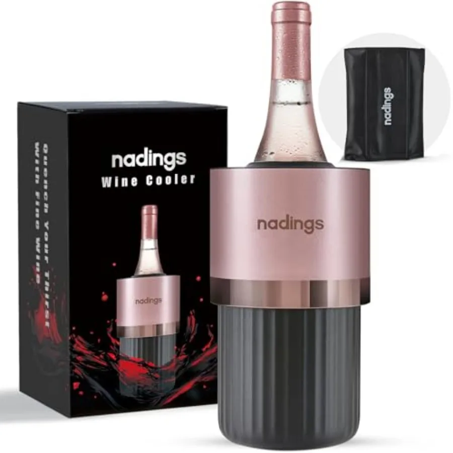 Enfriador de Vino sin Hielo - Mantiene la Temperatura Fría por Más de 6 Horas, Enfriador Portátil de Acero Inoxidable con Aislamiento al Vacío, Compatible con la Mayoría de Botellas de Vino y Licores