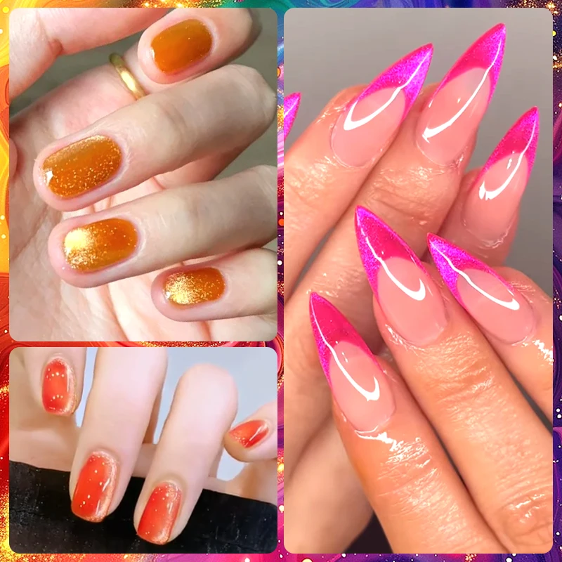 ミートアクロス 7 ミリリットル蛍光猫磁気ジェルネイルポリッシュグリッターキラキラ情熱的な夏のフルーツシリーズジェルネイルアートワニス