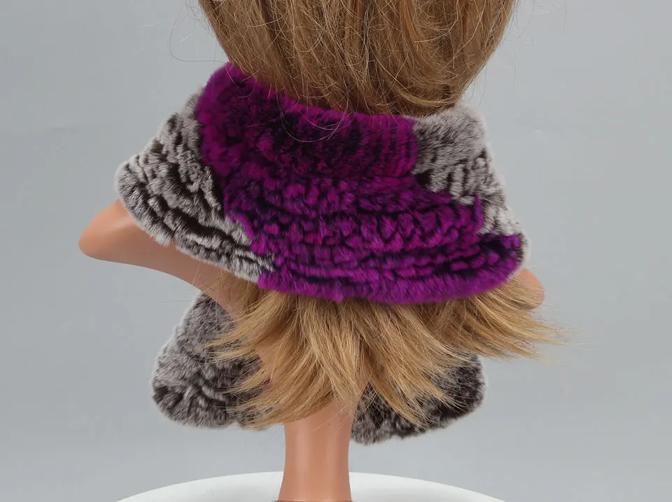 Frauen Stricken Echt Rex Kaninchen Pelz Schal Dame Fashion Floral Rex Kaninchen Pelz Schalldämpfer Heißer Winter Warme Natürliche Pelz Schals neue Stil – Detail 13