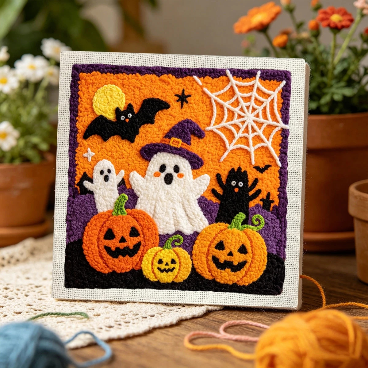 1Set Halloween Ghost Pumpkins Diy Embroidery Kit For Beginner Embroide Starter Kit Cross Stitch Art Gift Needlework Craft