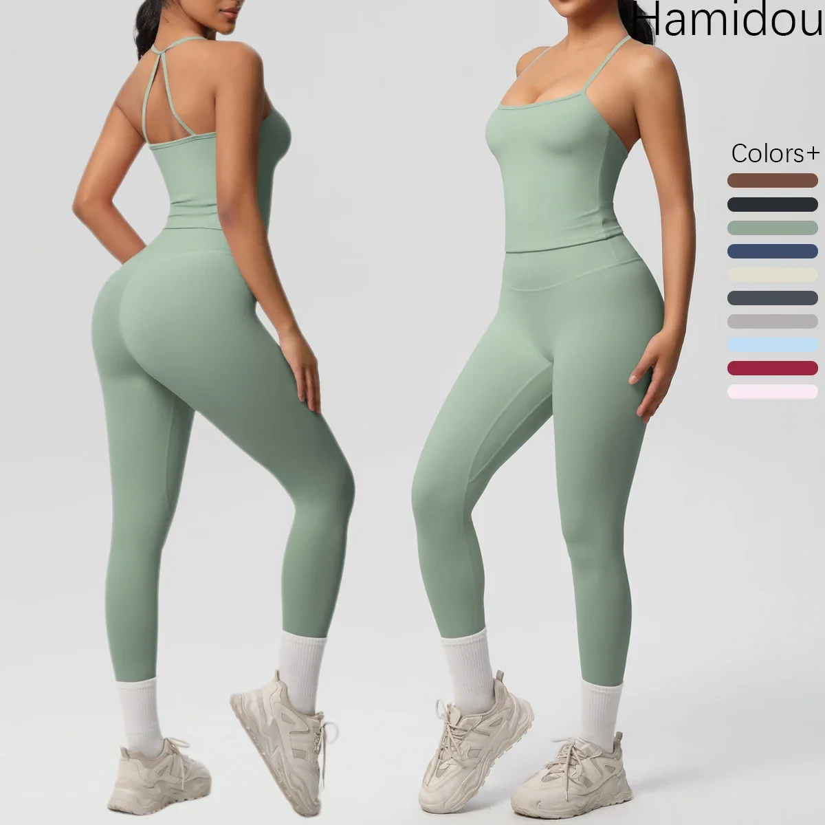 الرسن اليوغا أعلى مجموعة اللياقة البدنية الصالة الرياضية البدلة التدريب أكمام رياضة رياضة قمم كروس الظهر ملابس داخلية رياضية البطن التحكم التخسيس #1