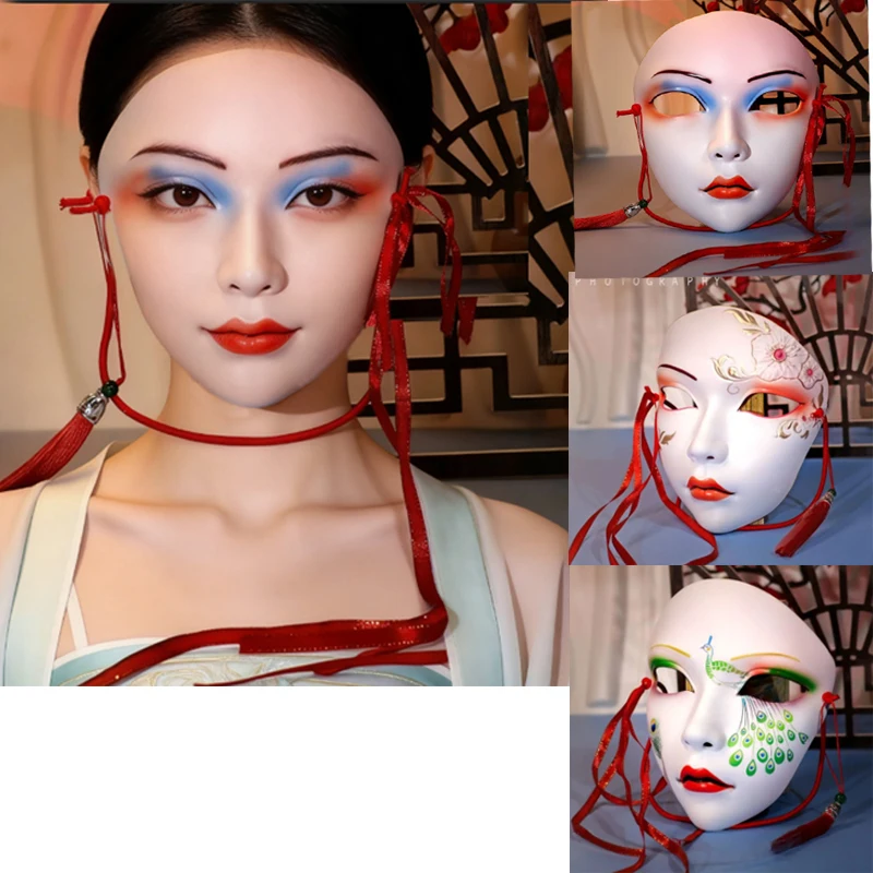 

Kabuki Kitsune Mask Fox Half Face Mask | Ancient Style Masquerade Eye Mask for Women Cosplay Prom Party Nightclub Costume Props