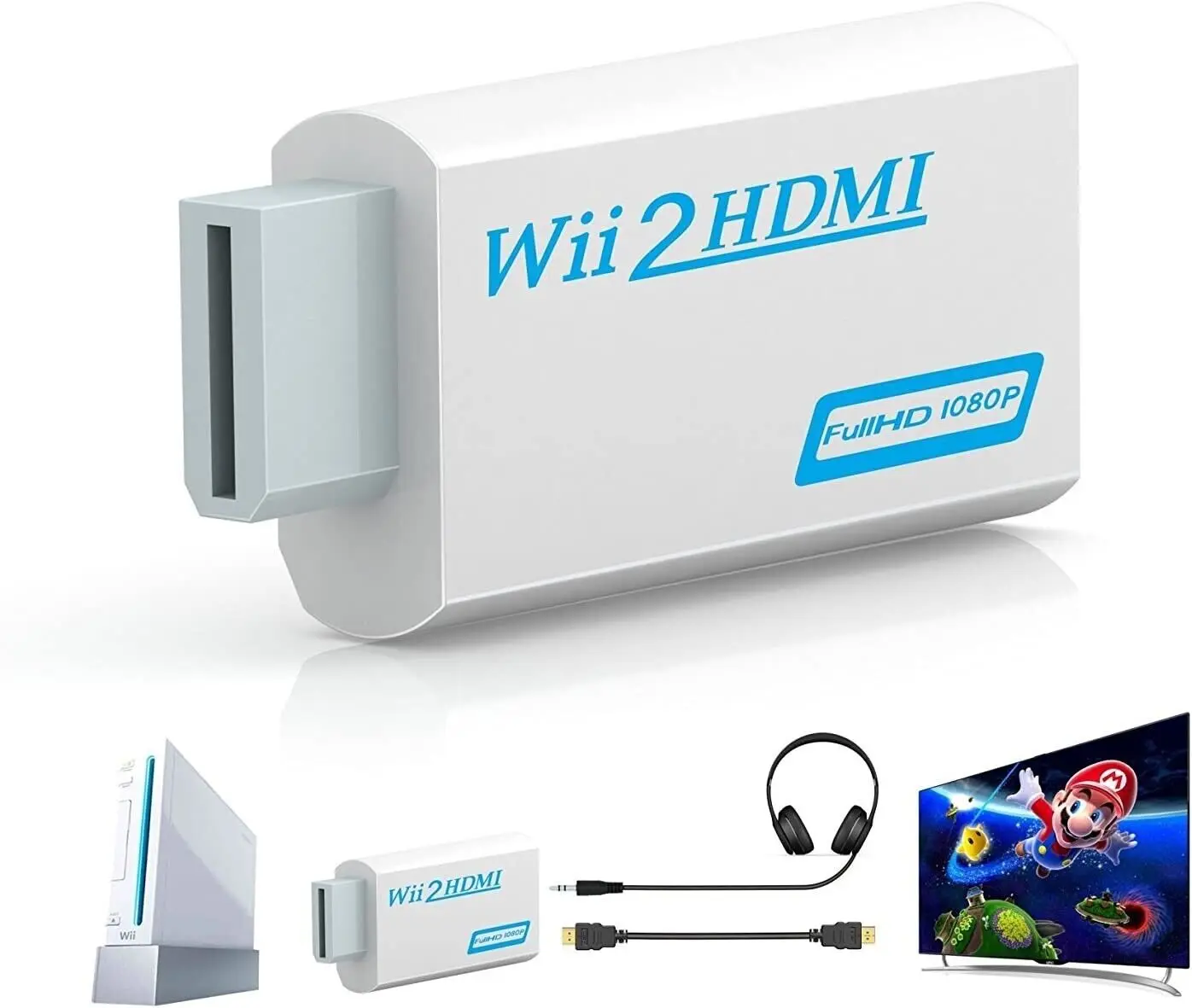 Convertidor de adaptador de WII a HD, 1080P, 720P, Full HD