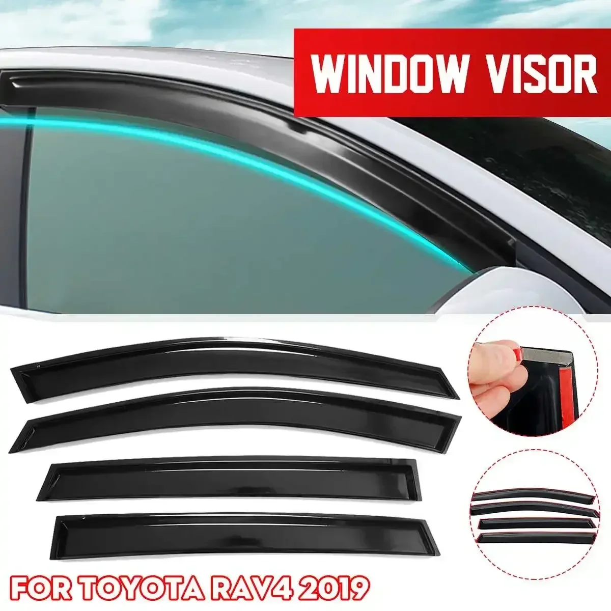 4pcs Window Visor Awnings Shelters Vent Shades Sun Rain Deflector Guard Auto Accessorie for Toyota RAV4 2019 2020