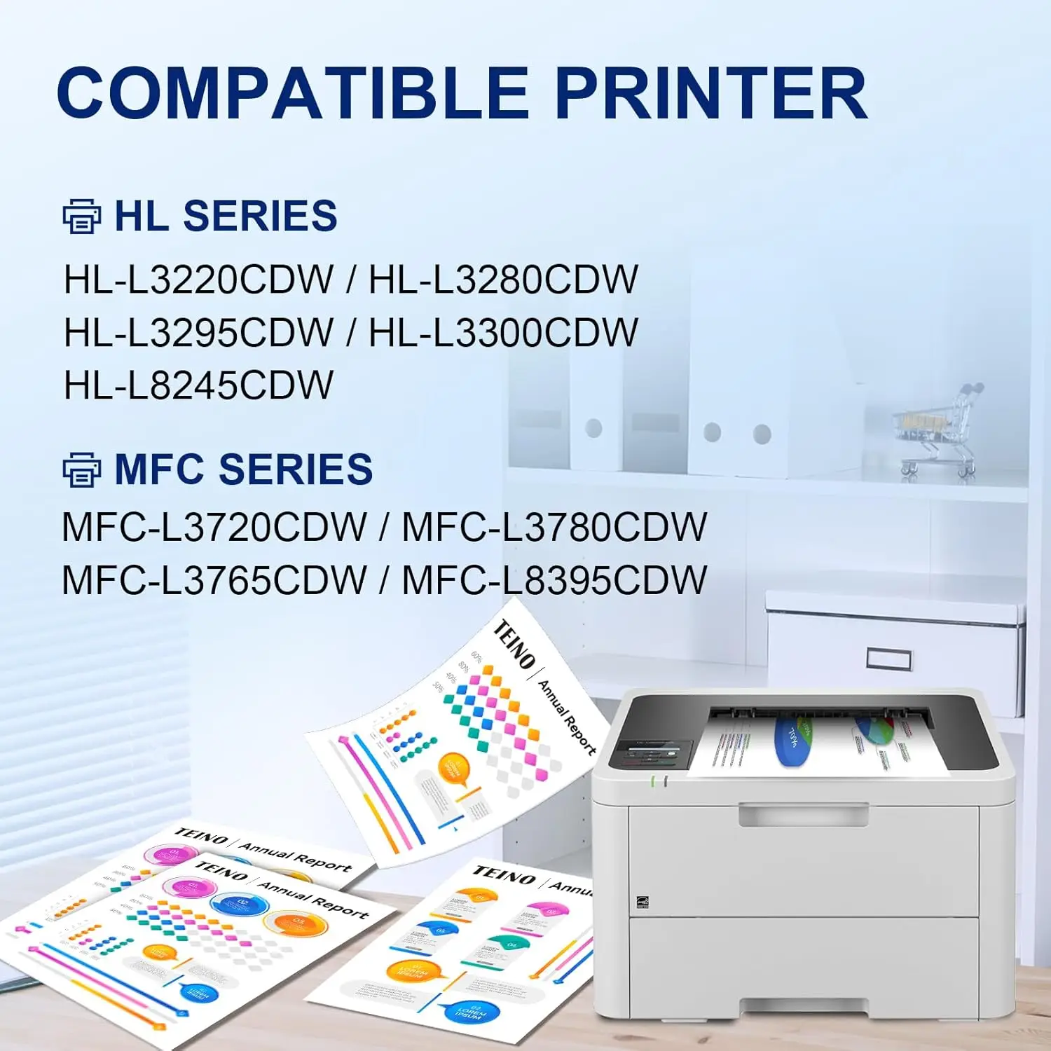 Replacement TN229XL Toner Cartridges 4-Pack for MFC-L3720CDW MFC-L3780CDW HL-L3220CDW HL-L3280CDW HL-L3300CDW HL-L3295CDW Printers, Compatible with TN229 TN 229XL
