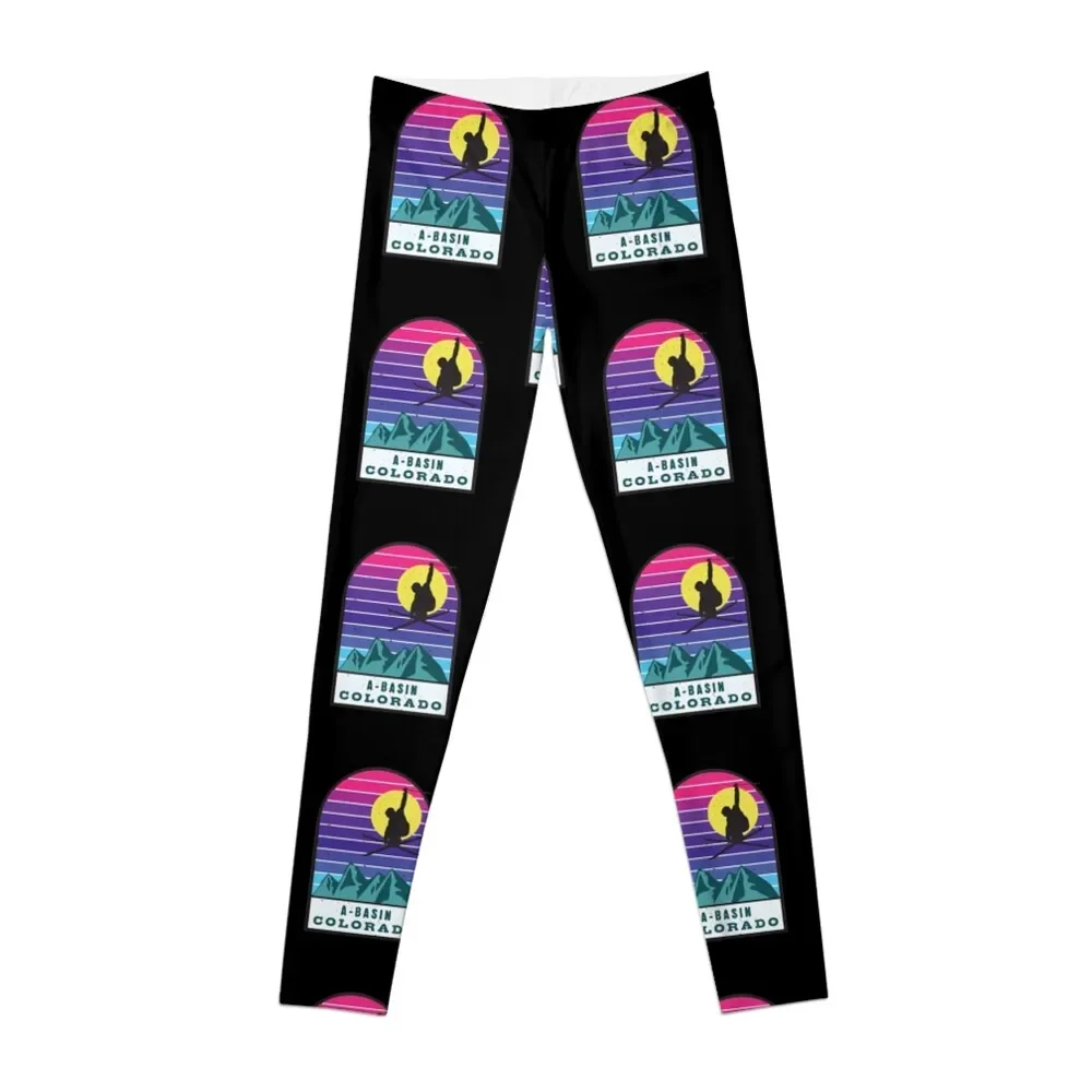 

Ski A-Basin Colorado Retro Sunset Leggings for physical Pants sport Womens Leggings