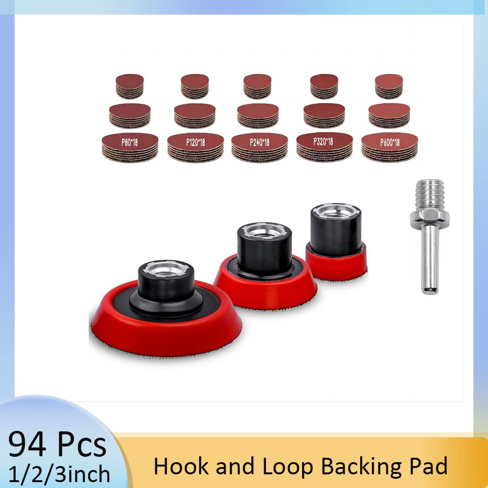 

1" 2" 3" Hook and Loop Backing Pad with 90PCS Sanding Discs Sanding Pad for Wood Sanding Buffing Polishing Sander Attachments