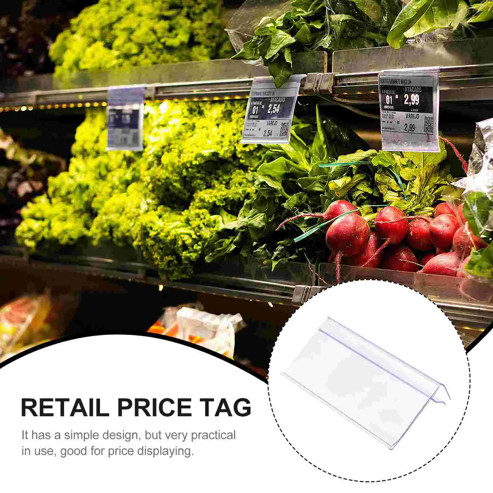 Tag harga tanda LED 30 Pcs, rak barang, pemegang klip Label, Display bening Supermarket transparan