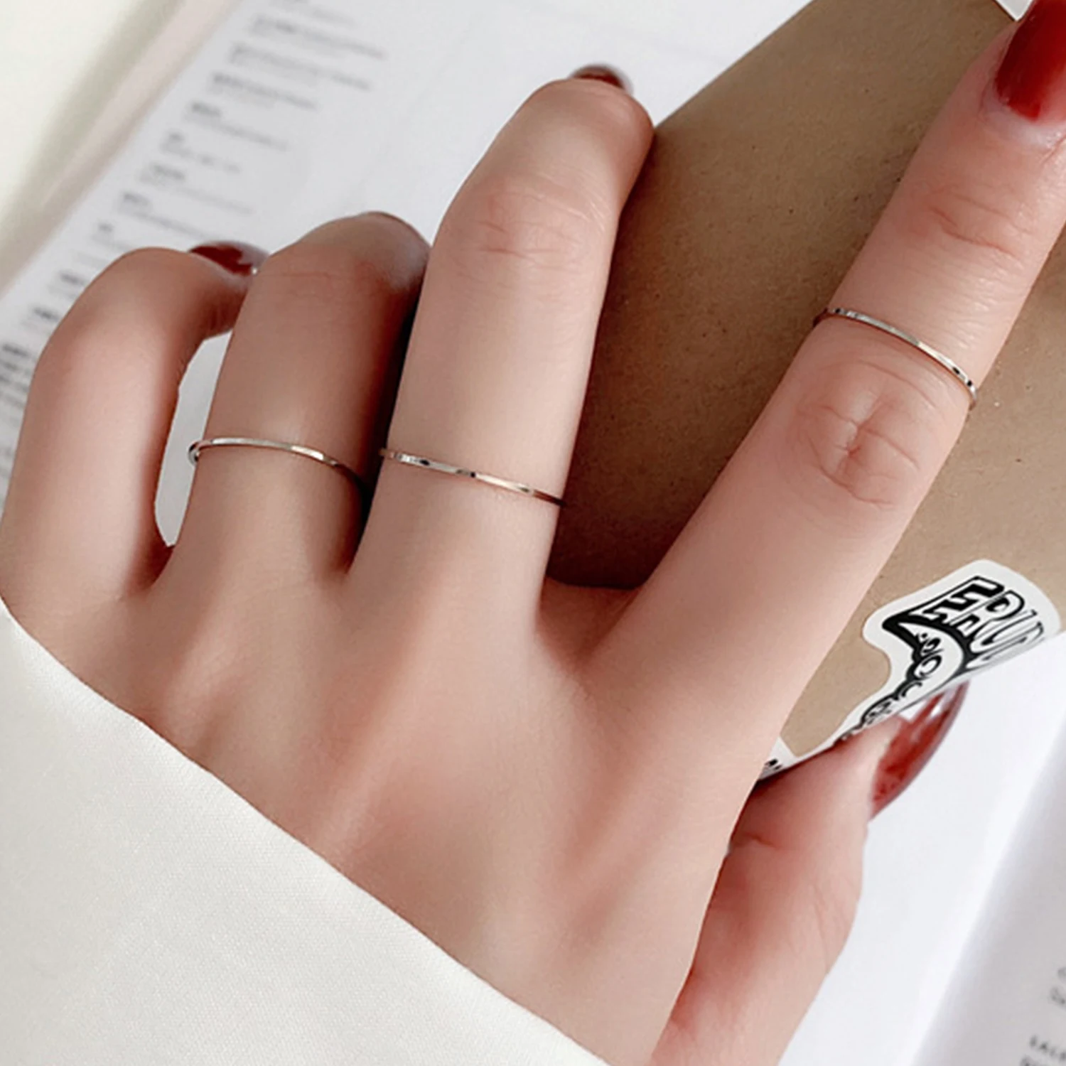 Fashion Minimalist Ring 0.5mm Extremely Thin Anti-Tarnish Rings For Women Fashion Simple Finger Ring Korean Style