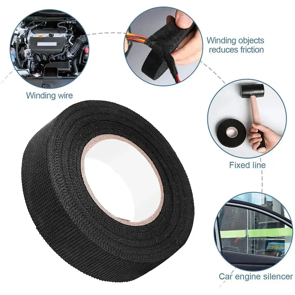 15/20/25/30 Meter Car Engine Compartment, Car High Temperature Resistant and Flame-retardant Velvet Cloth, Electrical Tape Cloth