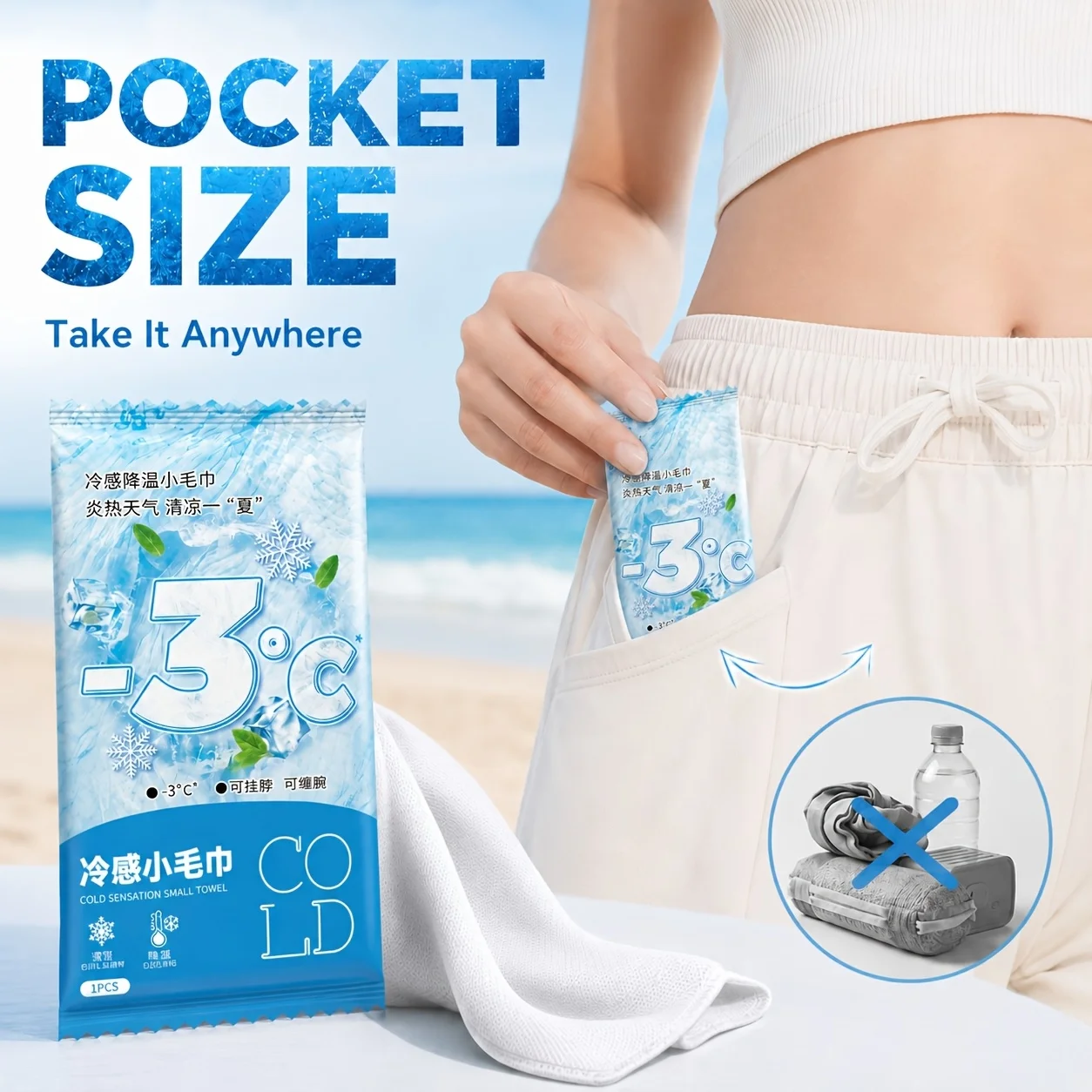 5pcs Cooling Towels,200X600Mm Portable Instant Cooling Towelettes,Individually Wrapped Summer Refresh Towels for Hot Weather Use