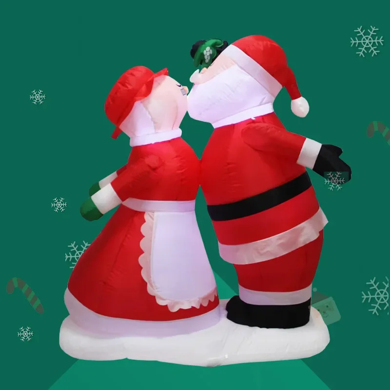 Christmas Inflatables Outdoor Decorations For Yard Inflatable Santa Claus Spouse Model With Led Lights New Year Party Supplies