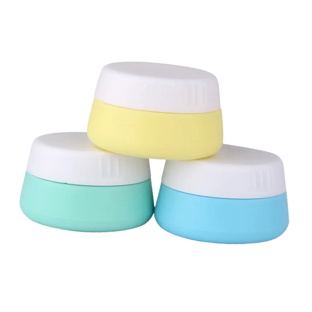 

3pcs Silicone Cream Jars Portable Dispenser Cream Bottles Small Lotion Box Emulsion Jar for Home Travel (Mixed Color, 20ML)