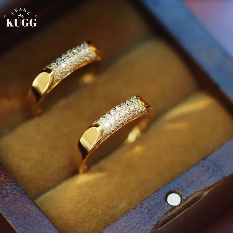 

KUGG 18K Yellow Gold Rings Real Natural Diamonds 0.26carat Vintage Medieval Style Exquisite Party Jewelry for Women