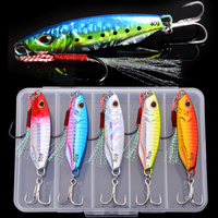 5PCS Japen Metal Cast Jig Spoon 10/15/20/30/40/50g Shore Casting Jigging Fish Sea Bass Fishing Lure Artificial Bait Tackle Box