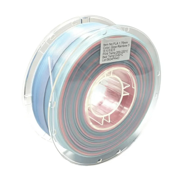 

Светящаяся в темноте радужная нить PLA для 3D-принтера Bambu Lab, 1,75 мм, многоцветная градиентная 3D-печать, расходный материал, 1 кг