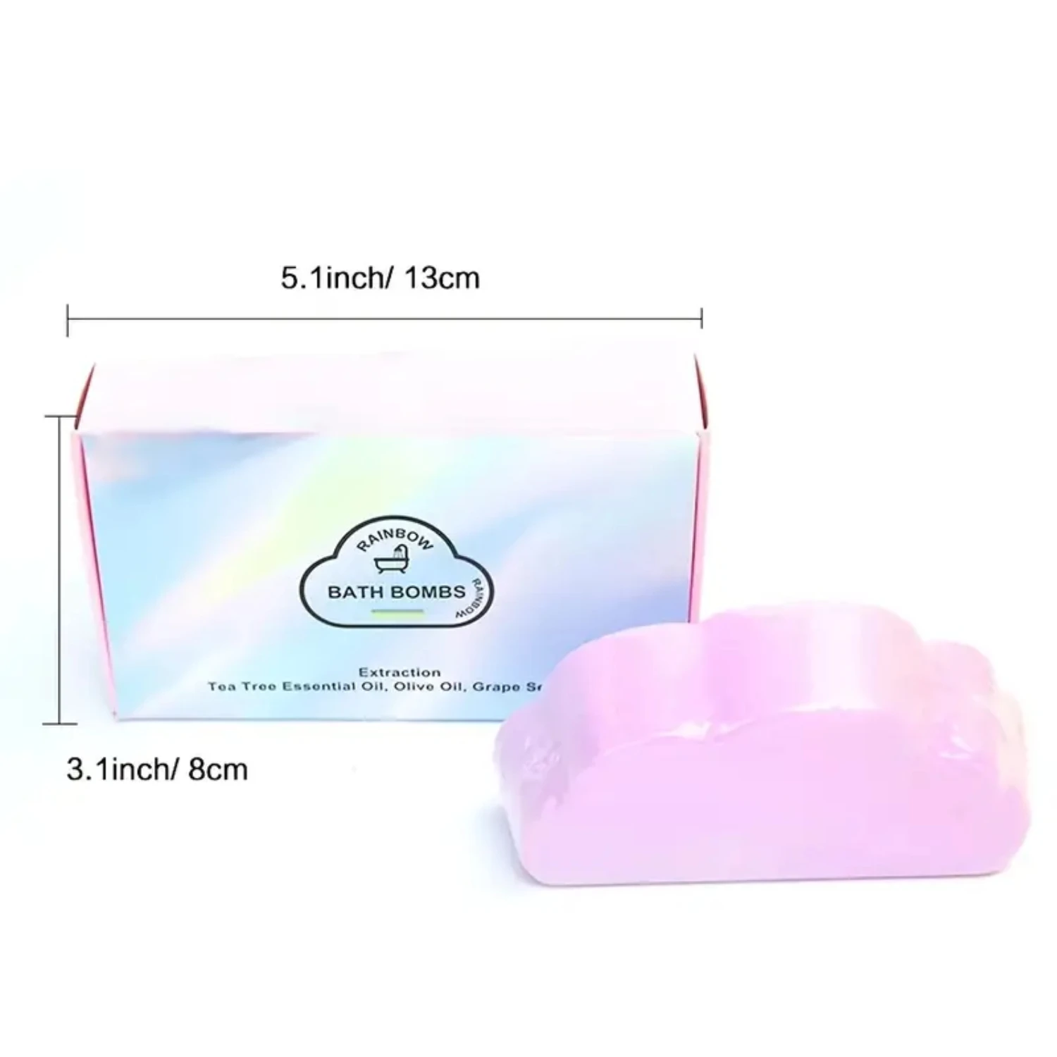 Bomba da bagno idratante colorata a forma di arcobaleno, 120 g di spa Fizzies con sale marino e oli essenziali - Lussuosa palla da bagno per D