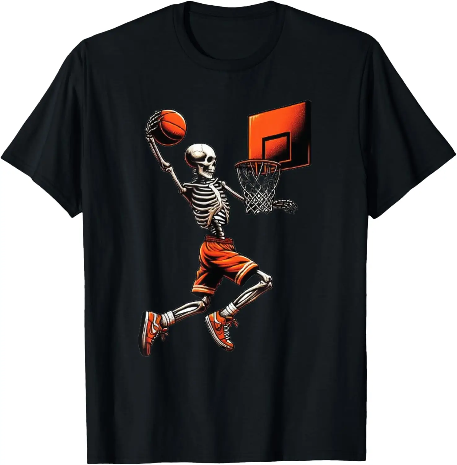 Skeleton Basketball Player Dunking Hoop Halloween Vintage T-Shirt