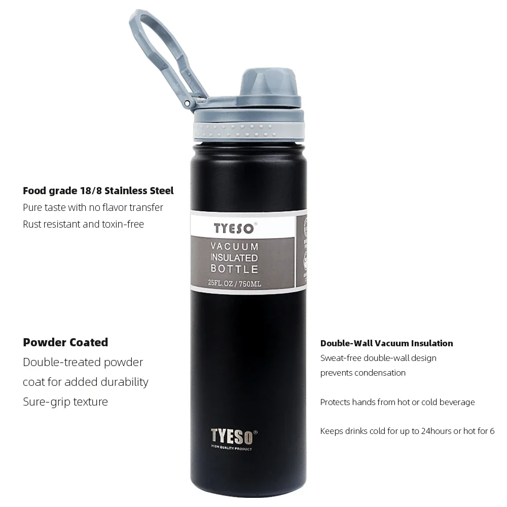 Tyeso Thermal Mug Insulated Water Bottle With Spout Lid Stainless Steel Thermos Bottle For Hot Drink Leakproof Coffee Travel Mug