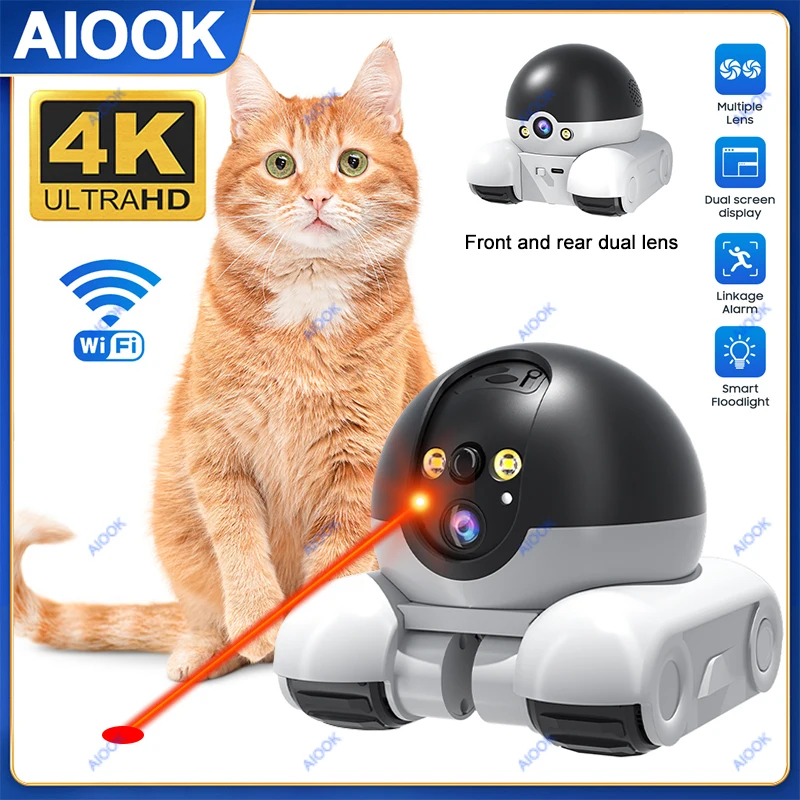 

AIOOK Home Pet Camera Dual Lens Wifi Mobile Camera Pet Tracking Color Night Vision Laser Indication Teasing Cat Remote Monitor