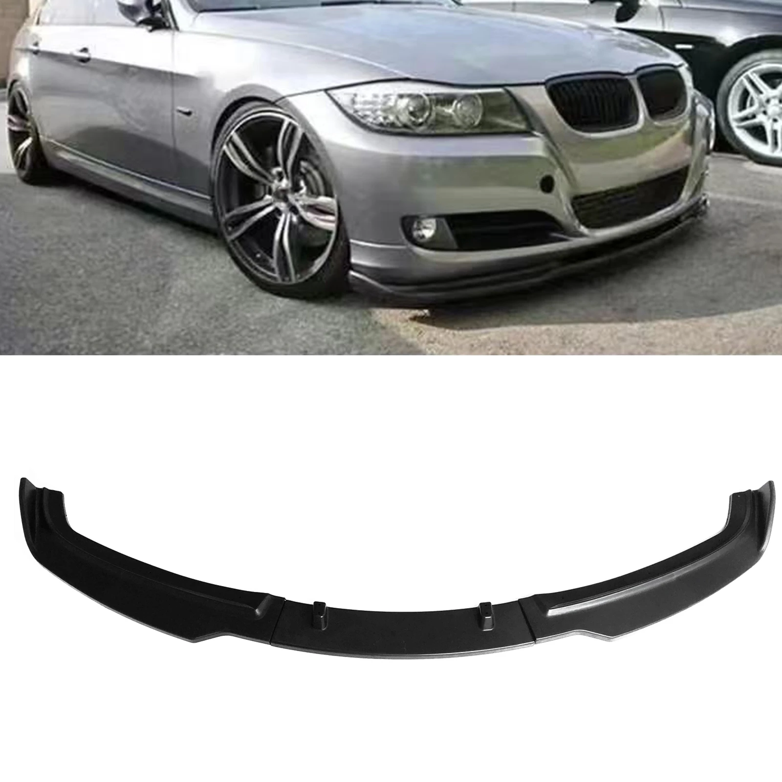 

For BMW 3-Series E90 2009-2012 4 Door Sedan Only LCI H Style Front Bumper Spoiler Lip Matte Black Car Lower Body Kit Splitter