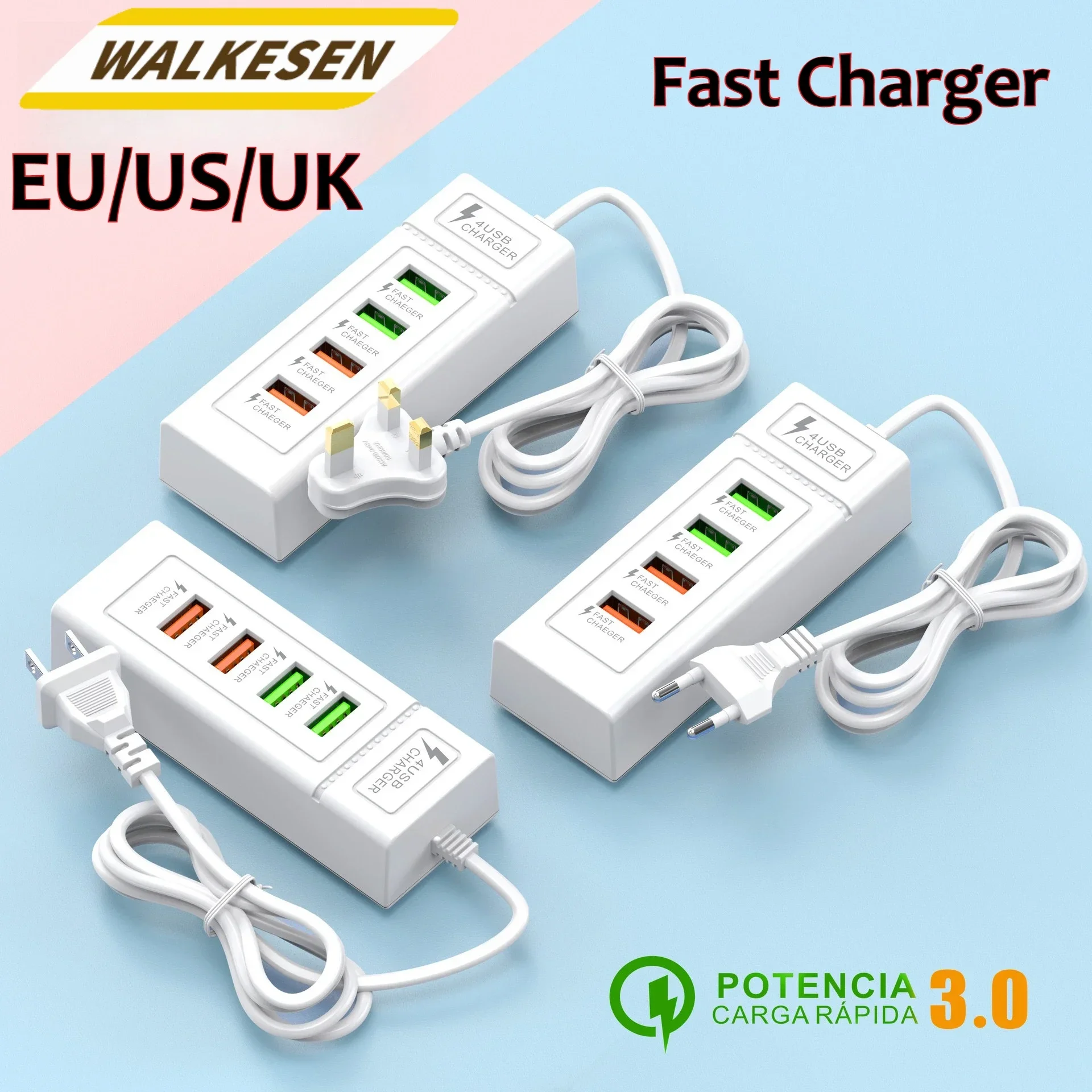 USB Power Strip Phone Charger Station Splitter 4 Port USB Type C Fast Charger Phone Charging Plug USB US/EU Electrical Sockets image 3
