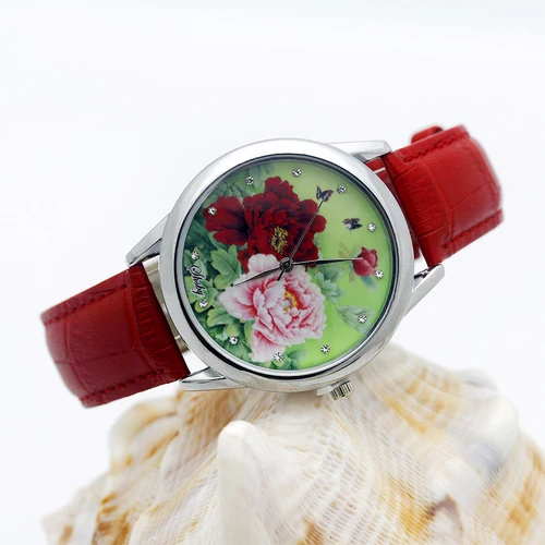 Imagen 2 del producto Reloj Shsby elegante para mujer, reloj de marca de lujo para mujer, reloj con correa de cuero para mujer, reloj de pulsera de cuarzo con flores dulces, regalo para niñas 3