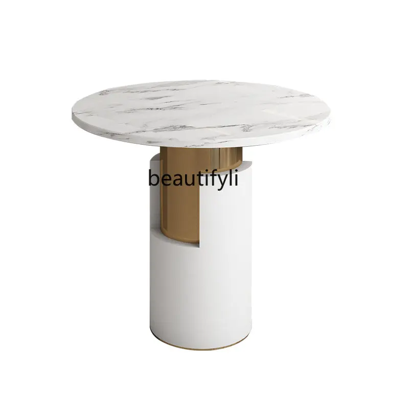 

Marble Small round Table Western Restaurant Light Luxury Reception Negotiation Table and Chair