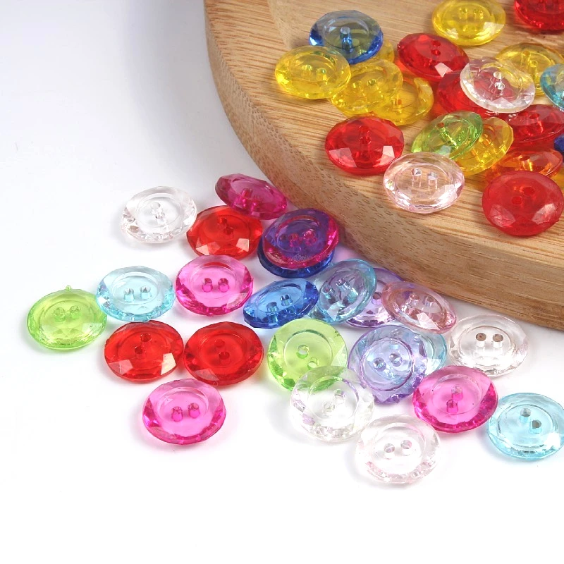 50/100pcs 13mm colori bottoni in resina plastica 2 fori bottone tondo in cristallo indumenti fatti a mano materiale cucito fai da te abbigliamento