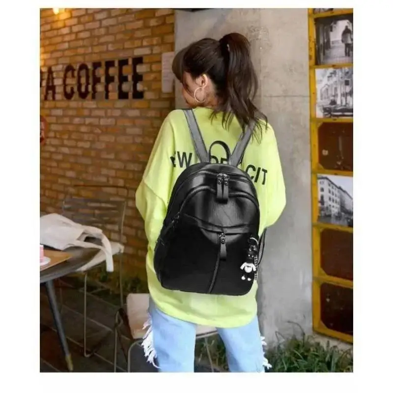 New Hot Sale Fashion Women PU Leather Backpack Purse Cross Shoulders Daypack Ulti-Function Small School Bags Gift