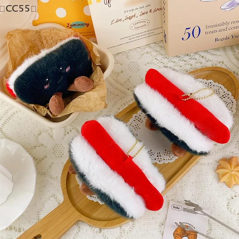 〔CC55〕Creative Cartoon Hot Dog Plush Keychain Cute Stuffed Doll Keyring Bag Pendant Backpack Hanging Decoration Lovely Gifts