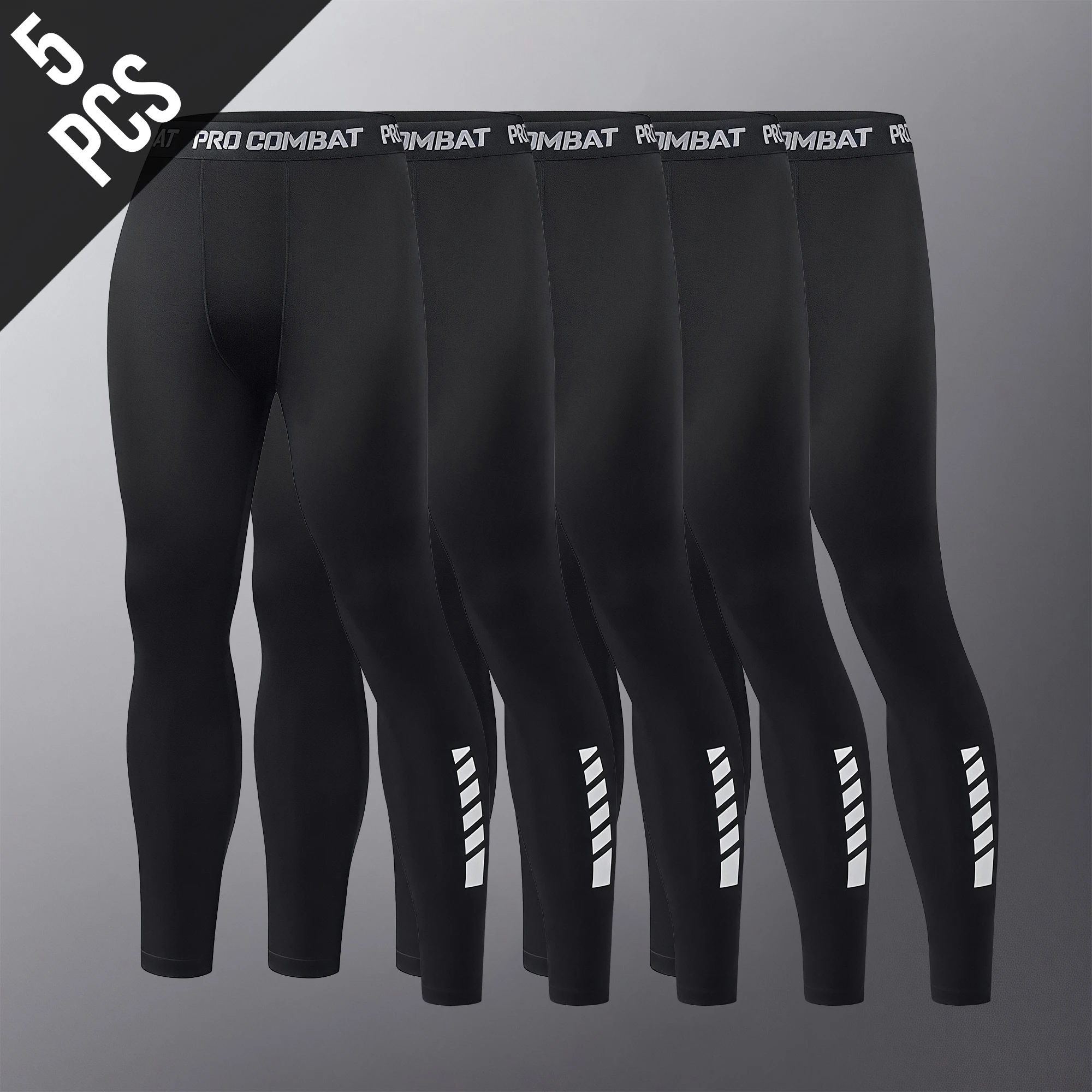 1/2/5 Pcs Men's Ice Silk Compression Leggings Quick Dry High Stretch Sun Protection Running Basketball Gym Training Tights