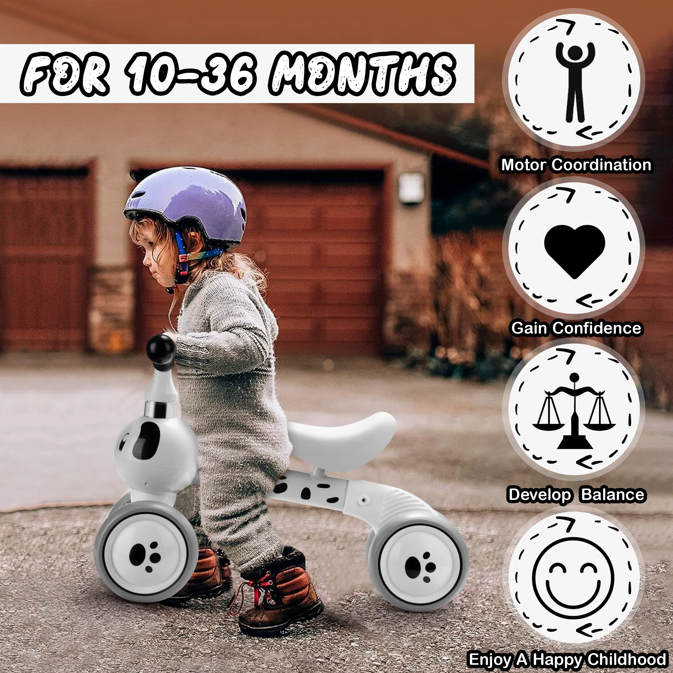 Baby Balance Bike With 4 Wheels, For Ages 12-36 Months Toys Gifts, 1 Year Old Boy,Girl Balance Bike, Toddler Best First Birthday