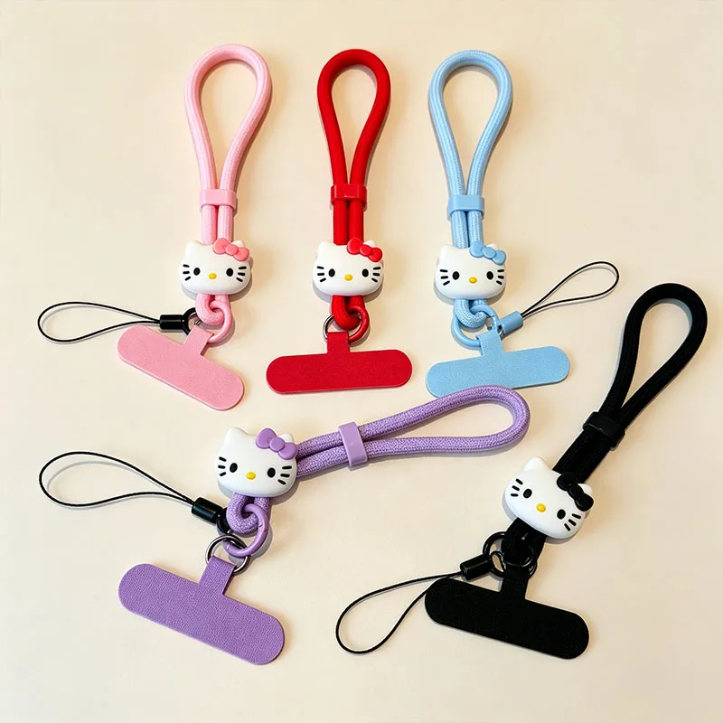 Macaron Hello Kitty Wrist Phone Lanyard Multi Color Silicone Decor Detachable Tab Keyring Daily Gift Fashion Accessory