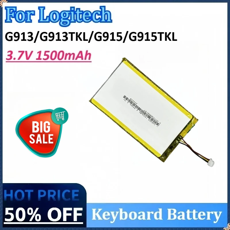 

3.7V 1500mAh High-Capacity Replacement Keyboard Battery for Logitech G913TKL/G915/G913/G915TKL AHB355085PCT Rechargeable Battery