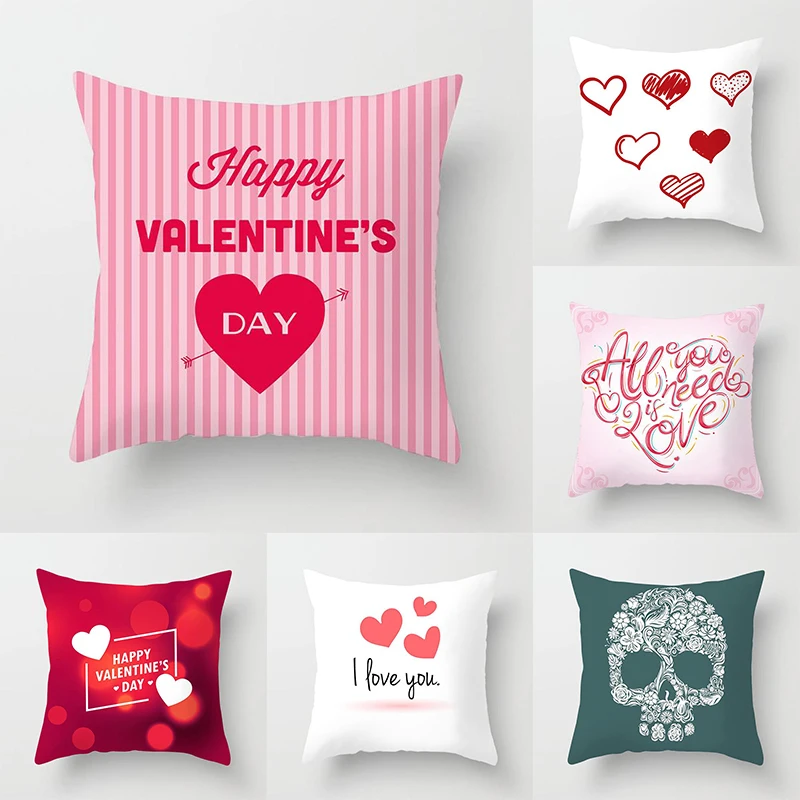 Red Pink Heart Pillowcase Home Decor Living Room Sofa  Valentine's Day Love Cushion Cover