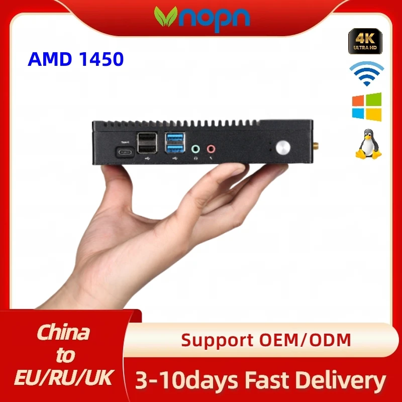 

Vnopn Mini PC AMD Windows 10 Linux Quad-core Fanless WIFI Gigabit LAN Barebone HD-MI VGA Industrial PC Micro Desktop Computer